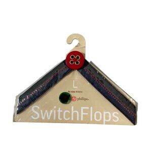 Lindsay Phillips SwitchFlops Strap Heidi Sz L 9 10 11 Blue Denim w Red Accents